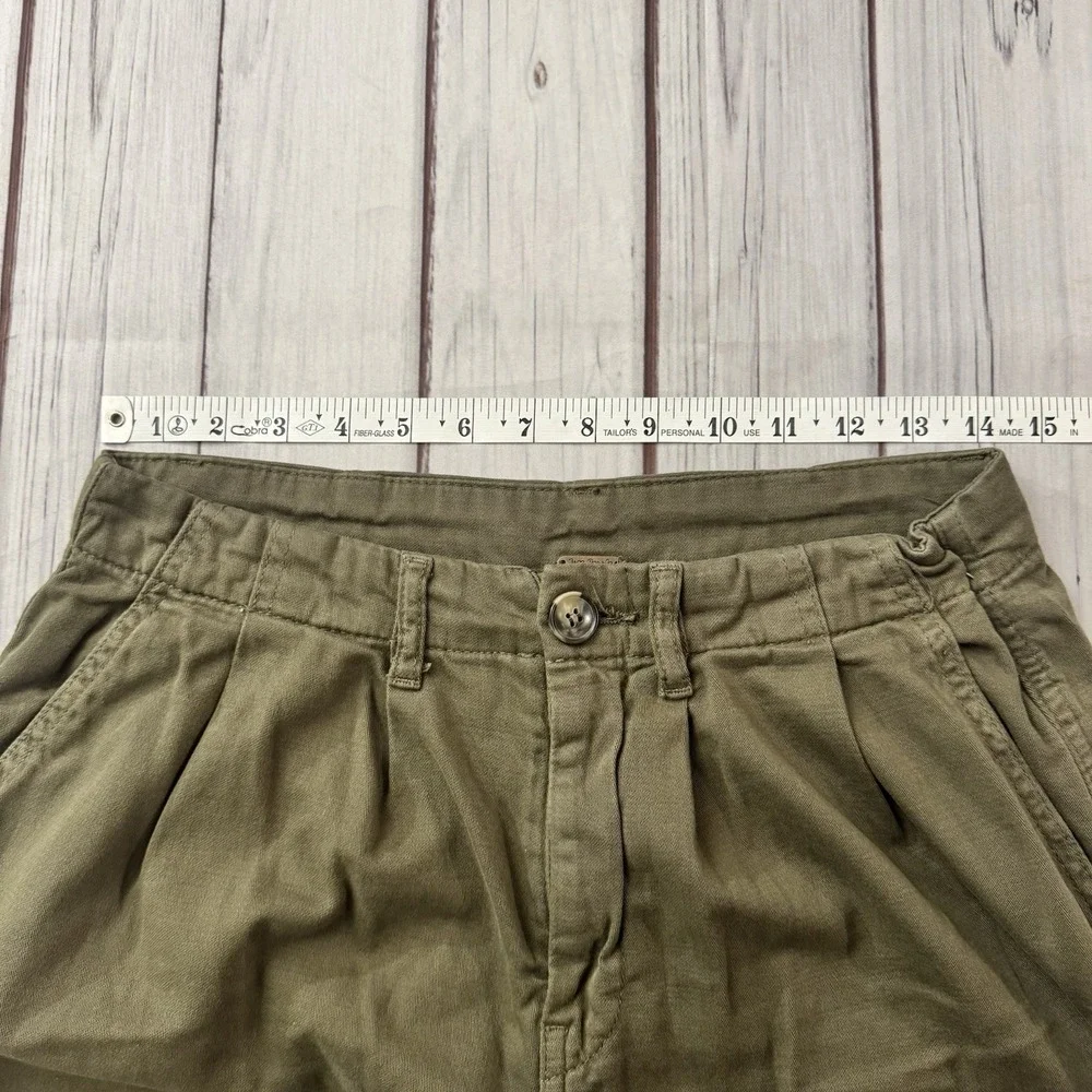 Free People Pants Women 0 Olive Green Wide Leg Pleated High Rise Casual Trousers